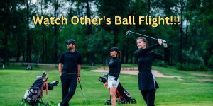 Group of golfers watching ball flight